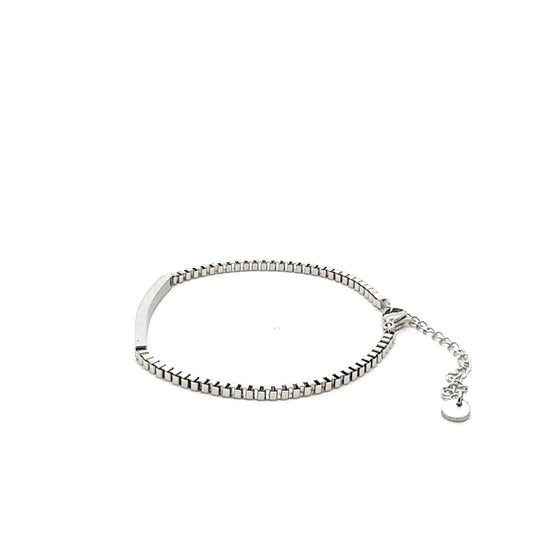 Box Plate Thin Bracelet In Sliver