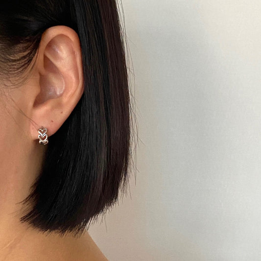 3 Heart Huggies in Silver