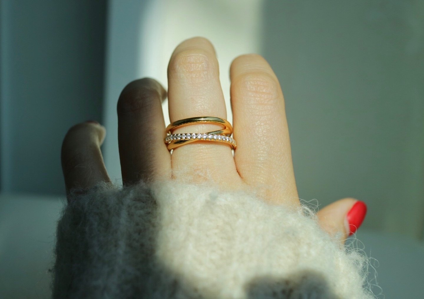 Diamante Trio Ring in Gold