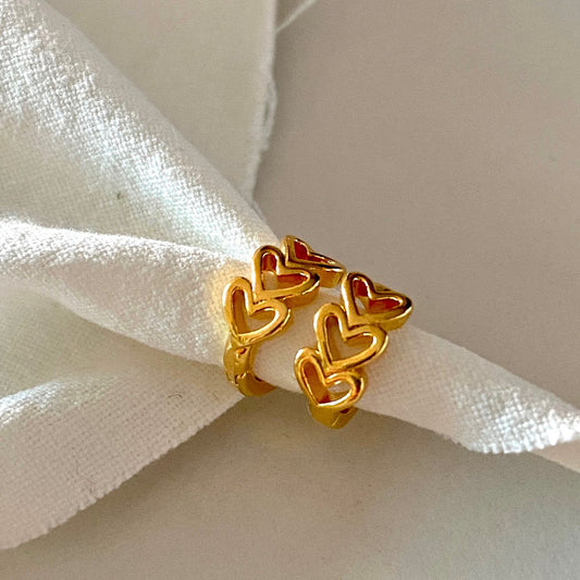 3 Heart Huggies in Gold
