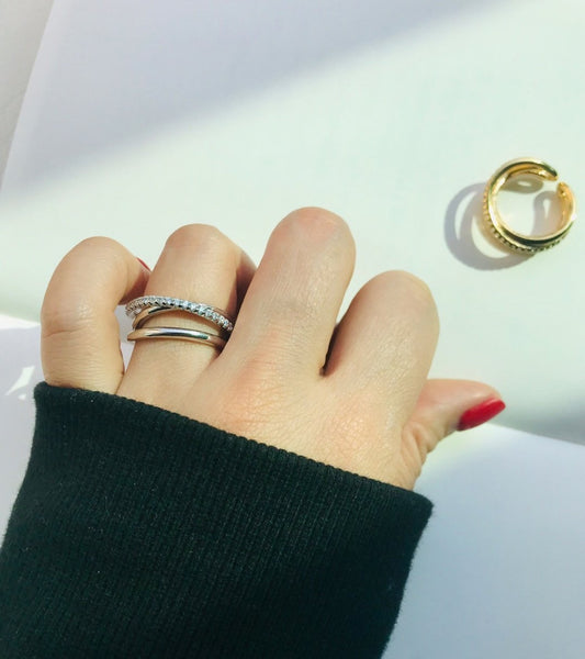 Diamante Trio Ring in Silver