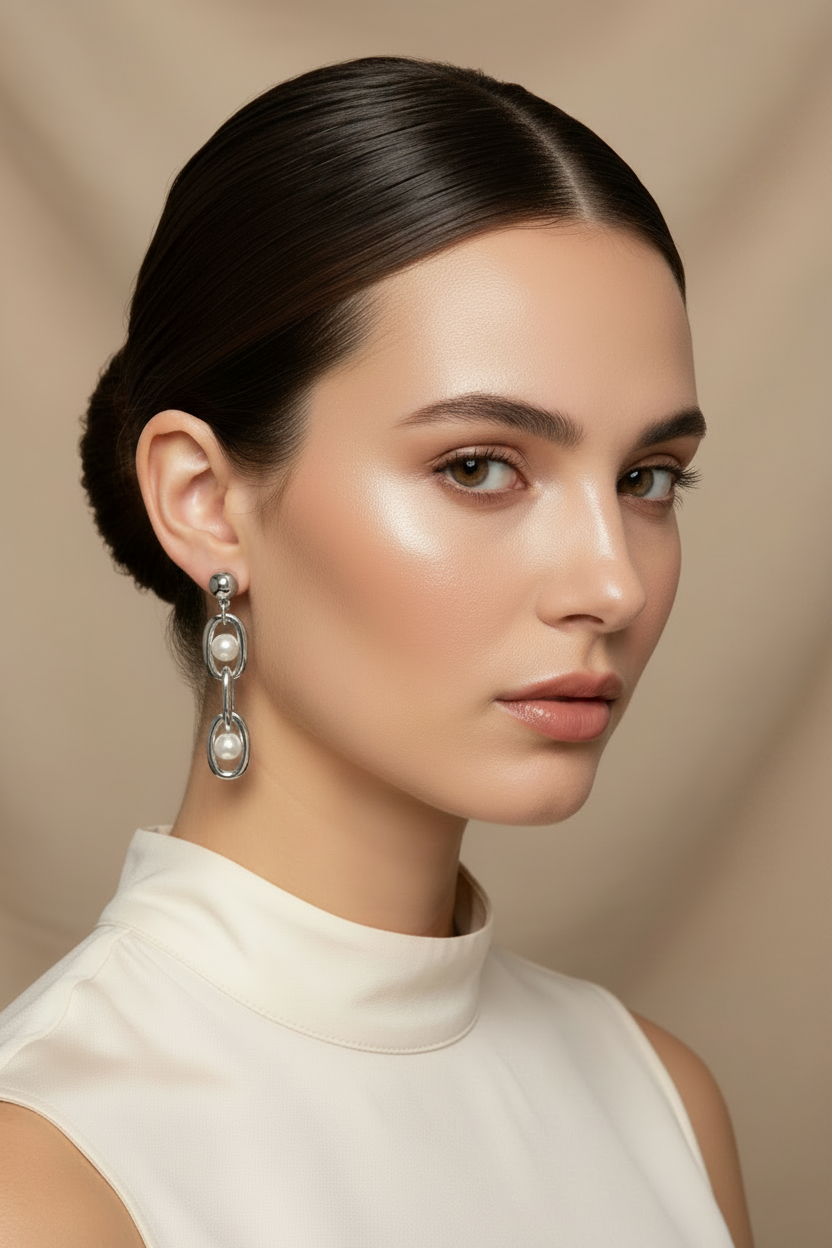 Pearlyn Metal Trio Earrings Silver
