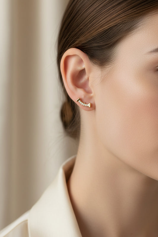 Banner Earrings Studs Gold