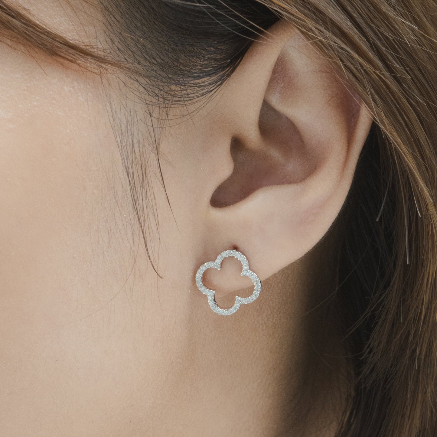 Clover Earrings Large in Silver