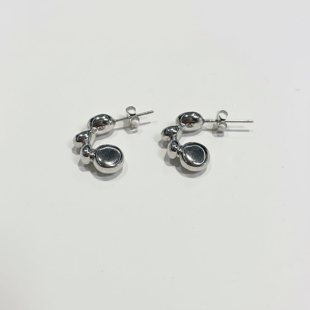Pebble Arc Earrings Silver