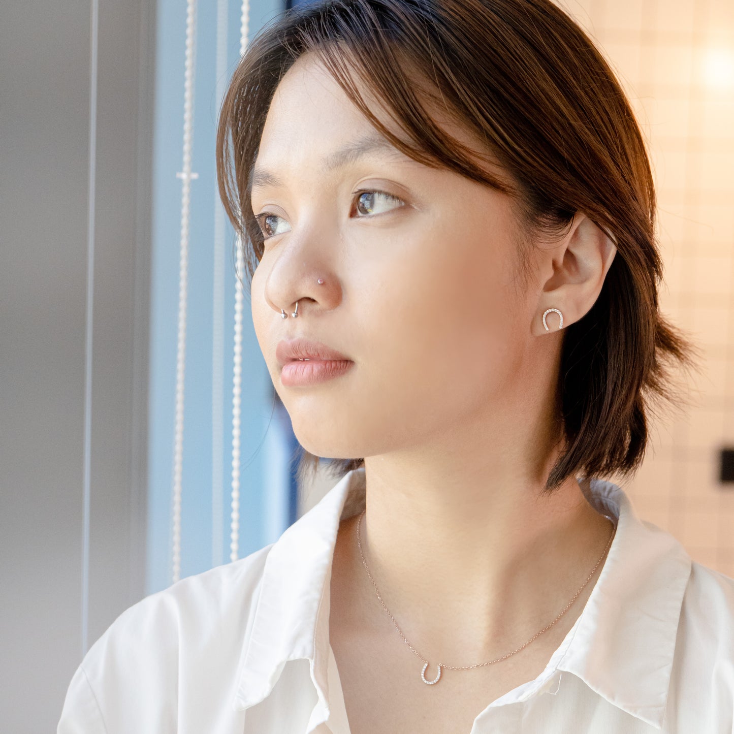 Lucky Horseshoe Necklace in Rose Gold