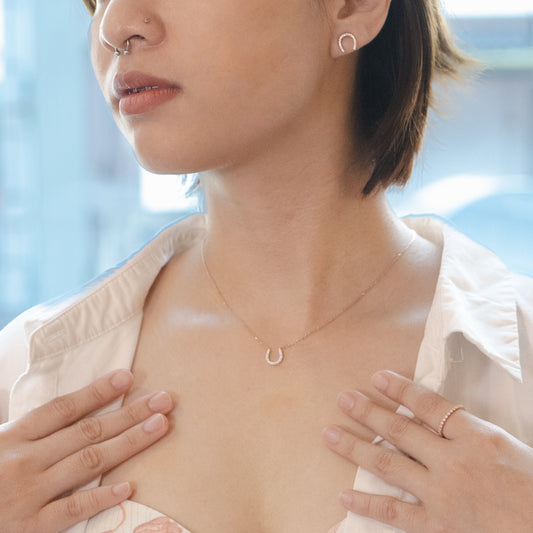 Mini Horseshoe Necklace in Rose Gold