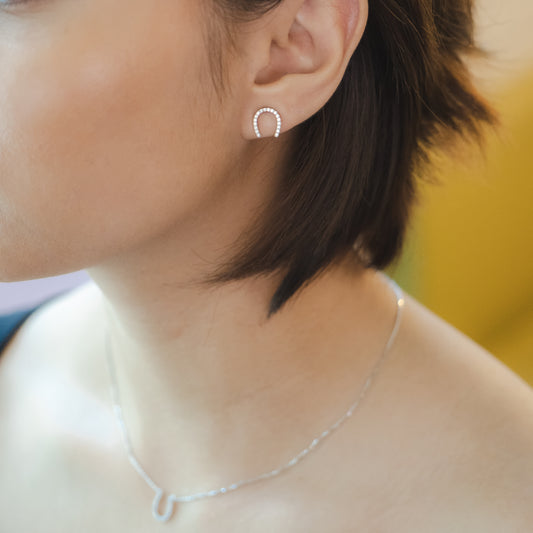Lucky Horseshoe Earrings in Silver