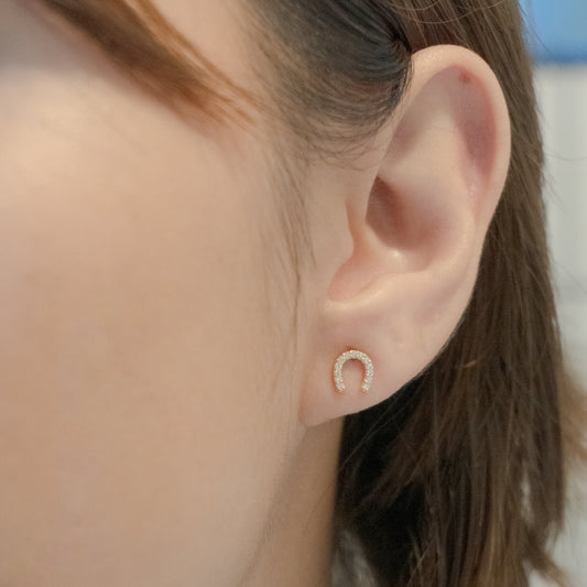 Mini Horseshoe Earrings in Gold