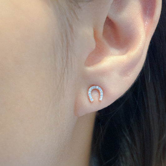 Mini Horseshoe Earrings in Rose Gold