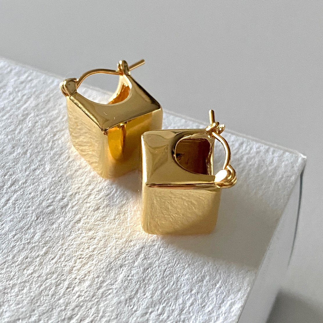 Cube Earrings in Gold