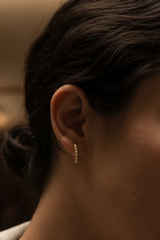 Mini Cleef Loop Earrings in Gold