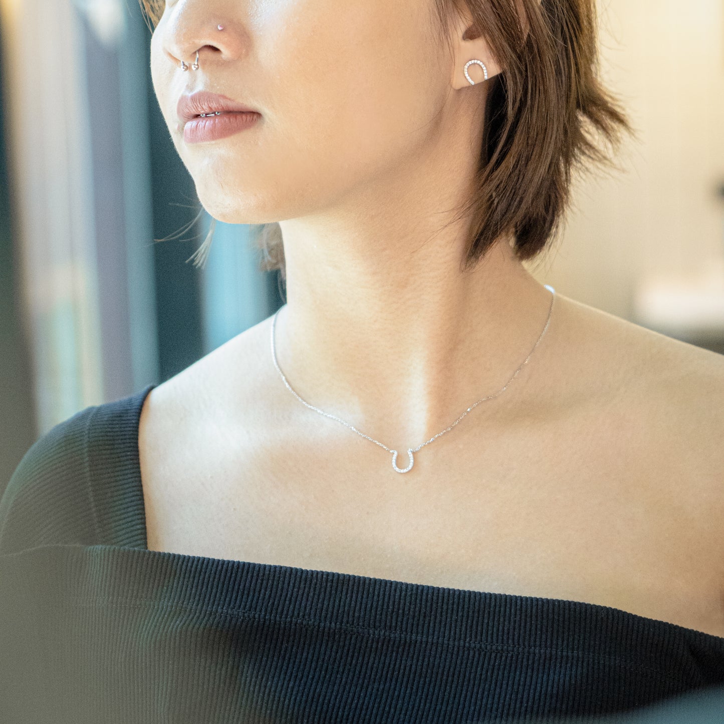 Mini Horseshoe Necklace in Silver