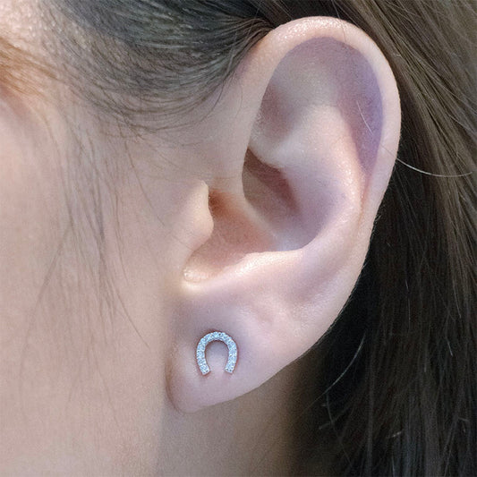 Mini Horseshoe Earrings in Silver