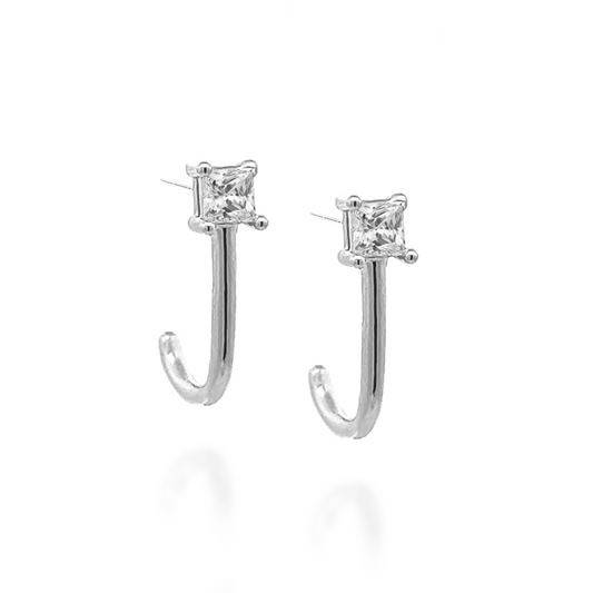 Soli Diamante Cane Earrings in Silver