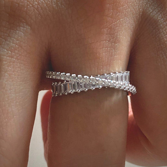 Claire Quartz Double Ring In Sliver