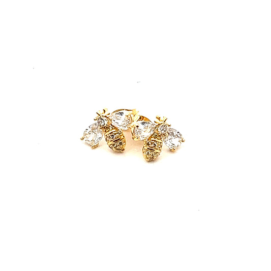 Diamante Bee Earrings In Gold