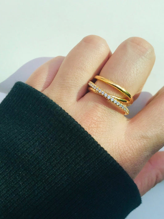 Diamante Trio Ring in Gold