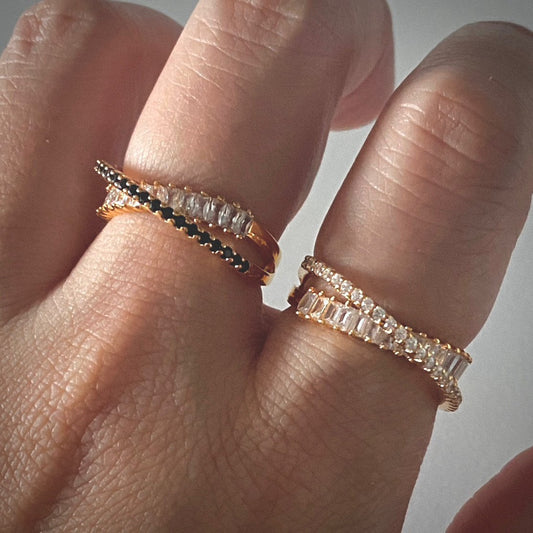 Claire Onyx Double Ring In Gold