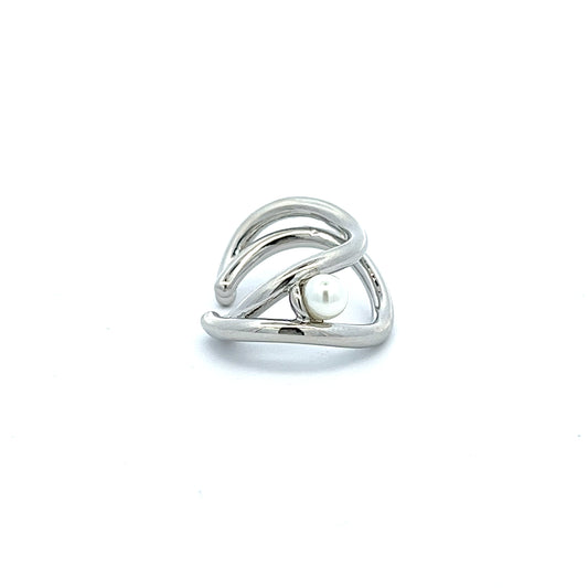Only Pearl Wave Cuff in Silver