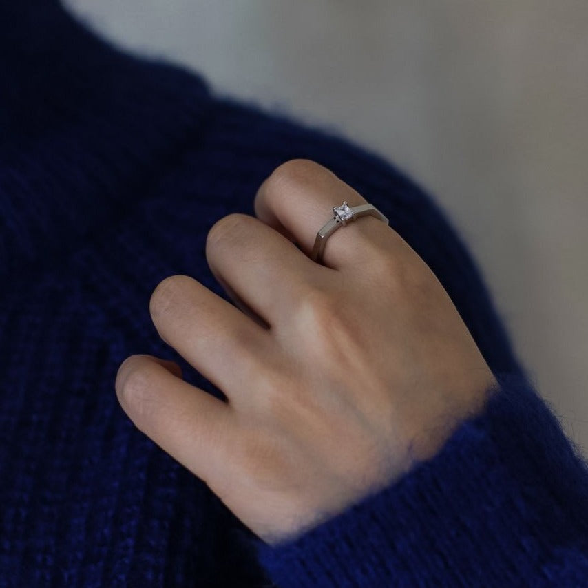 Octo Thin Diamante Ring in Silver