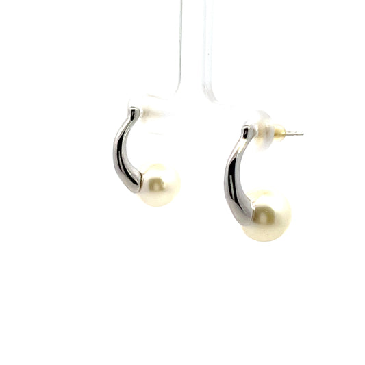 Med Pearl Earrings in Sliver