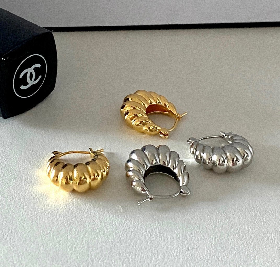 Shell Loop Earrings in Silver