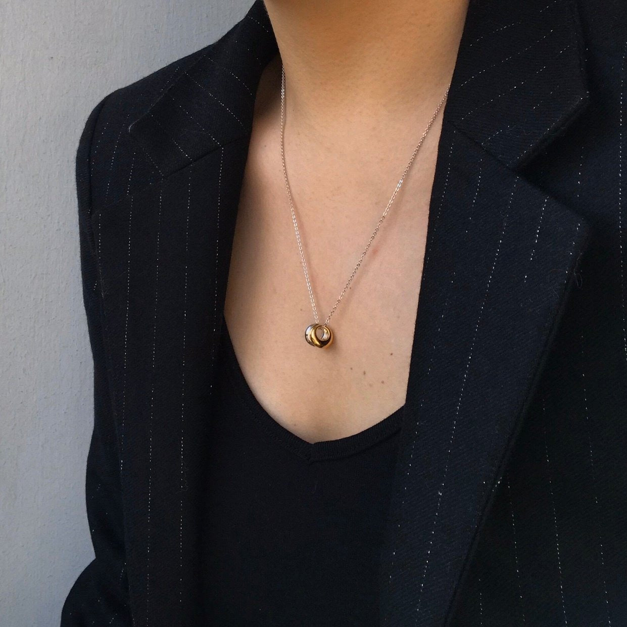 Cercle Dual Necklace with Silver Chain