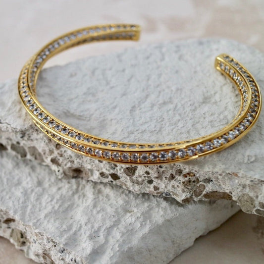 Diamante Twirl Bangle in Silver