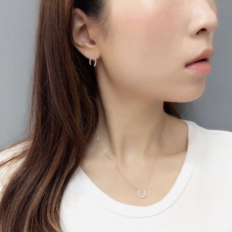 Lucky Horseshoe Earrings in Rose Gold