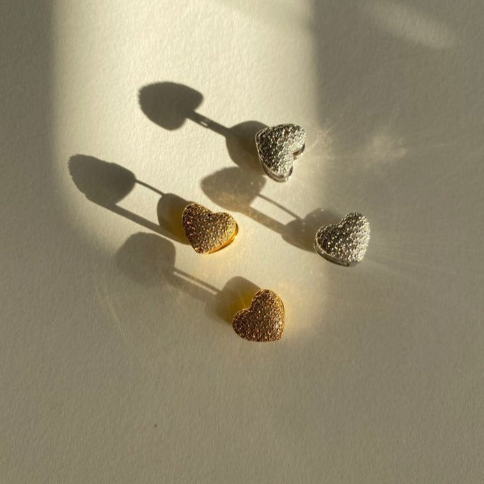 Heart Diamante Earrings in Silver