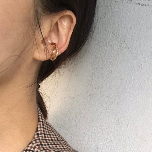 Diamante Double Wave Cuff in Gold