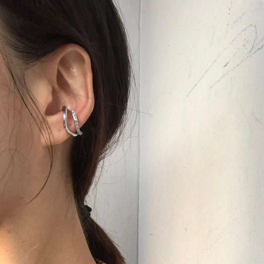 Diamante Double Wave Cuff in Silver
