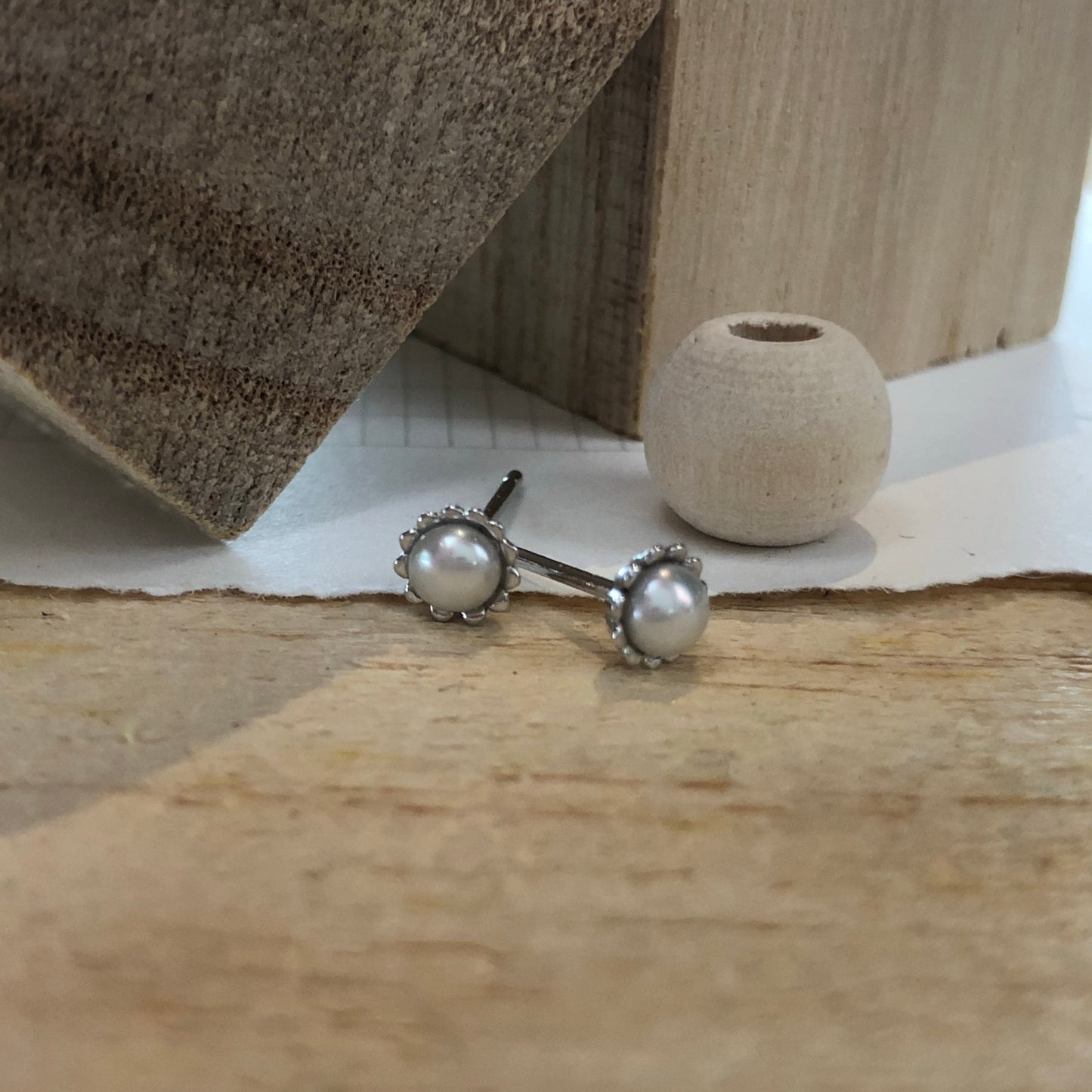 Crown Pearl Earrings in Silver