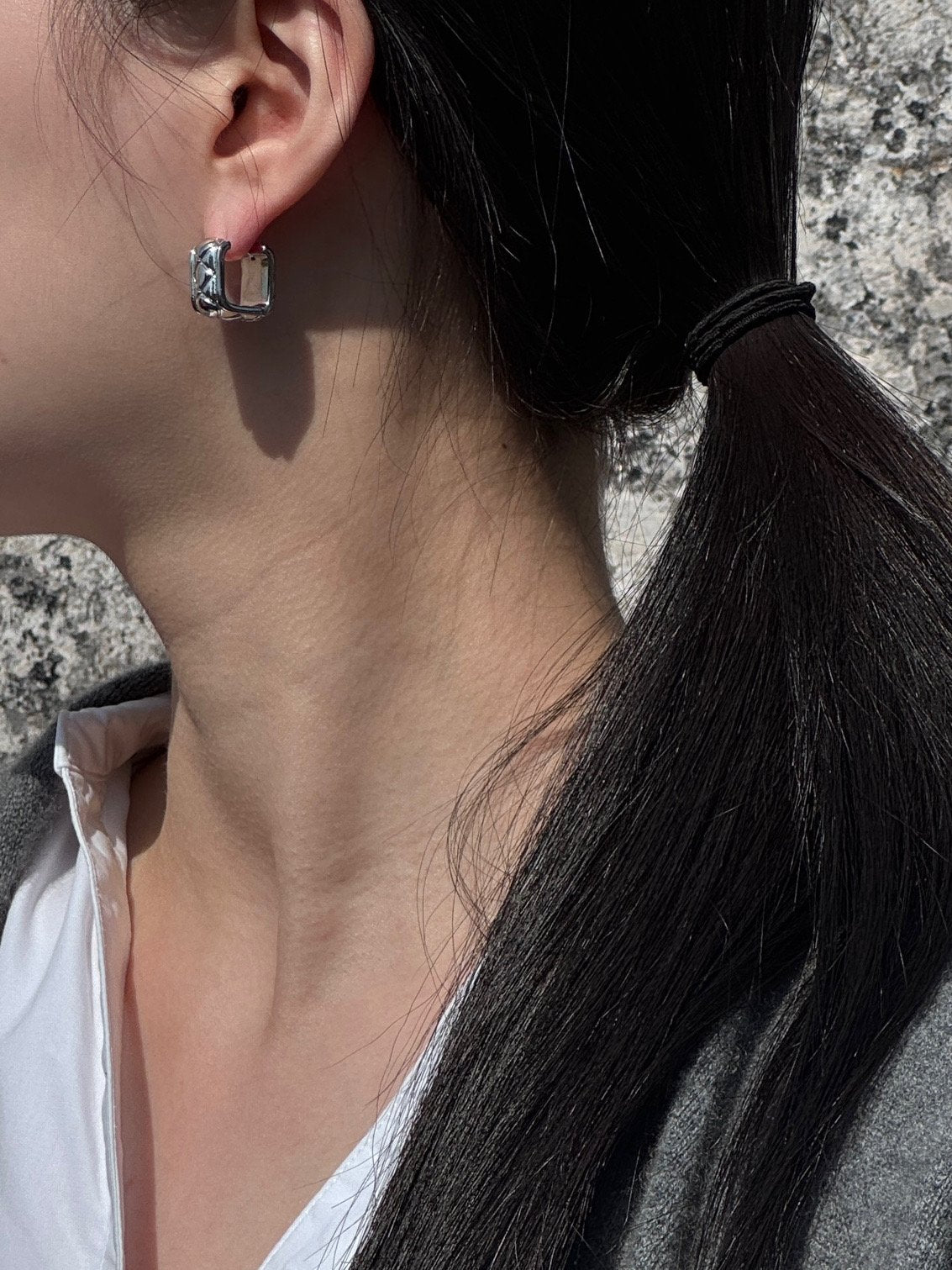 Em Square earrings in Silver