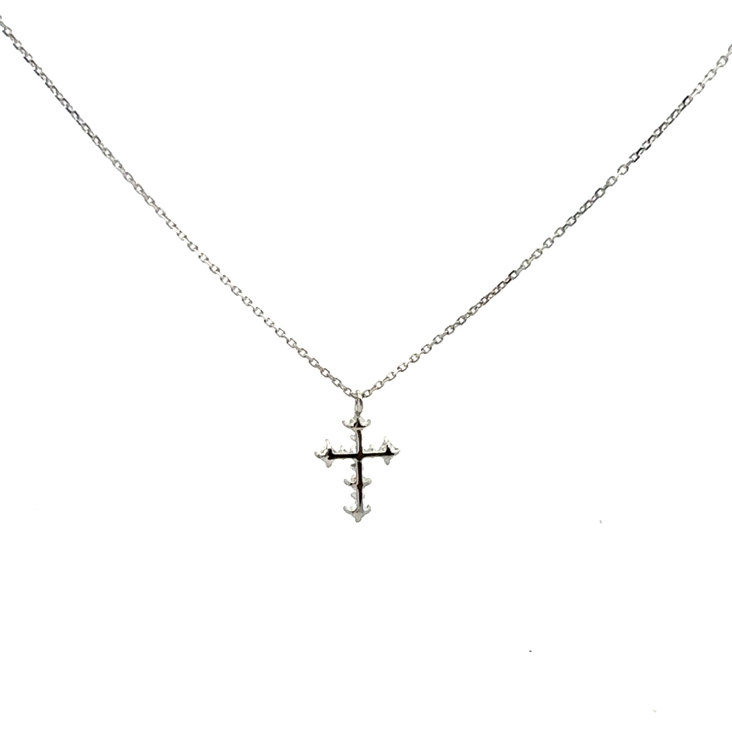 Pearly Cross Necklace In Sliver