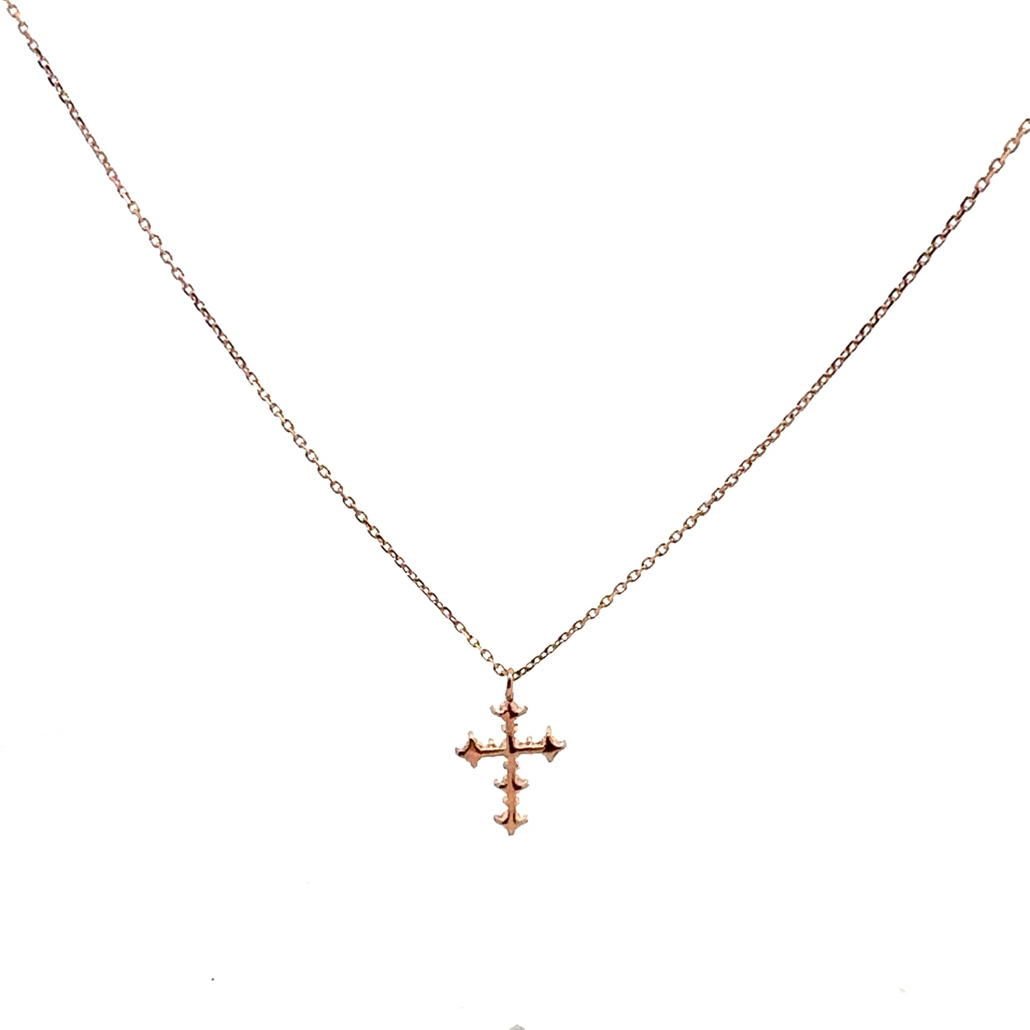 Pearly Cross Necklace In Rose Gold