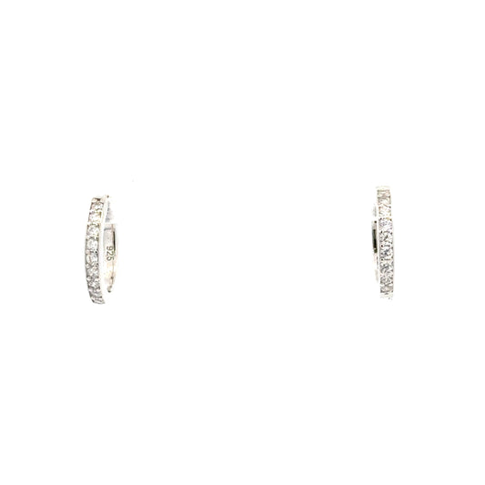 15mm Diamante Hoops Earring In Sliver