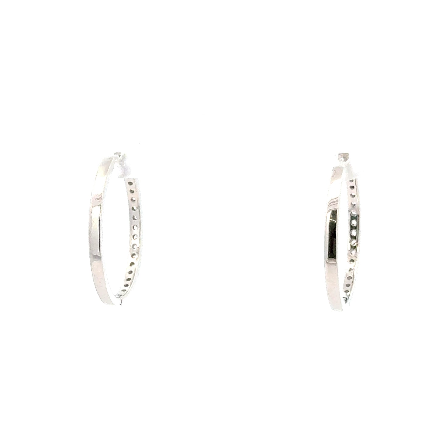 25mm Diamante Hoops Earring In Sliver