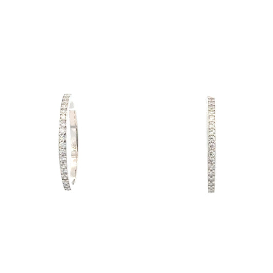 25mm Diamante Hoops Earring In Sliver