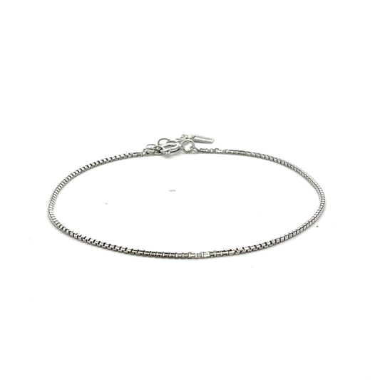 Fine Thick Box Bracelet In Sliver