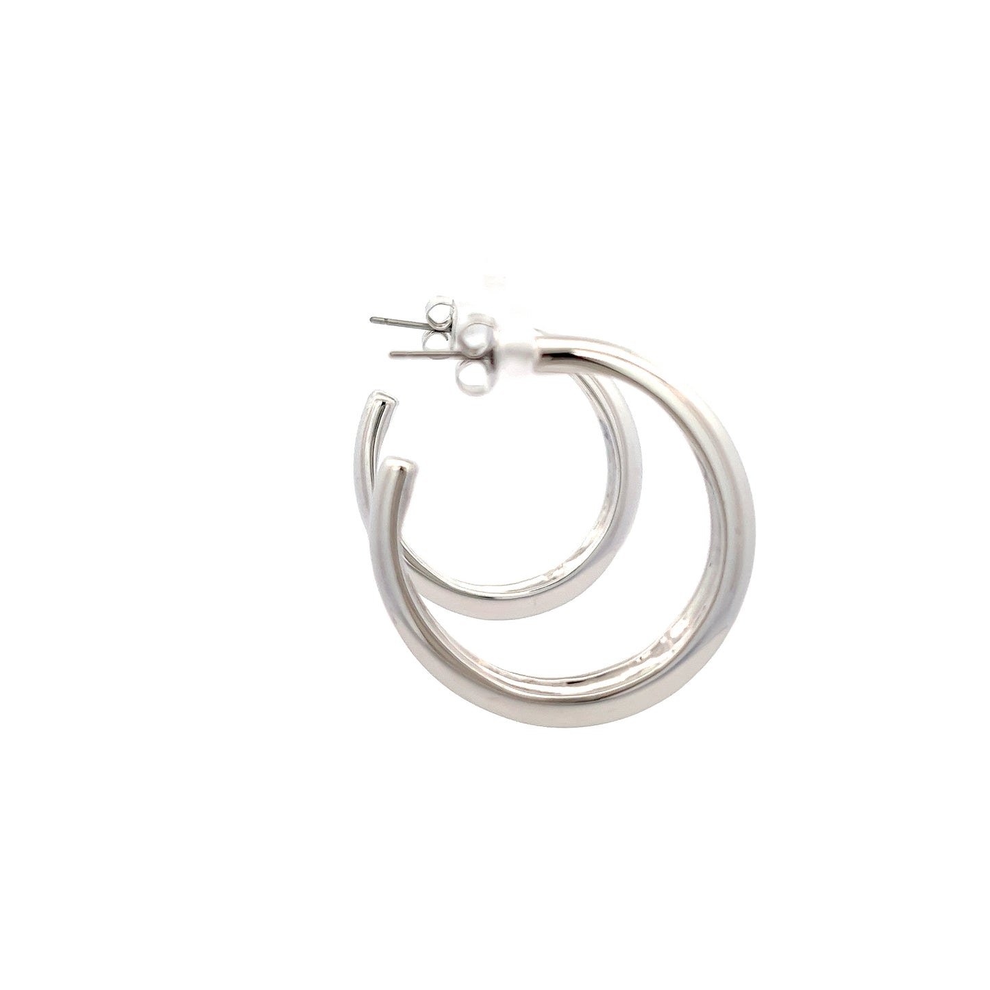 Edgy Hoops in Silver