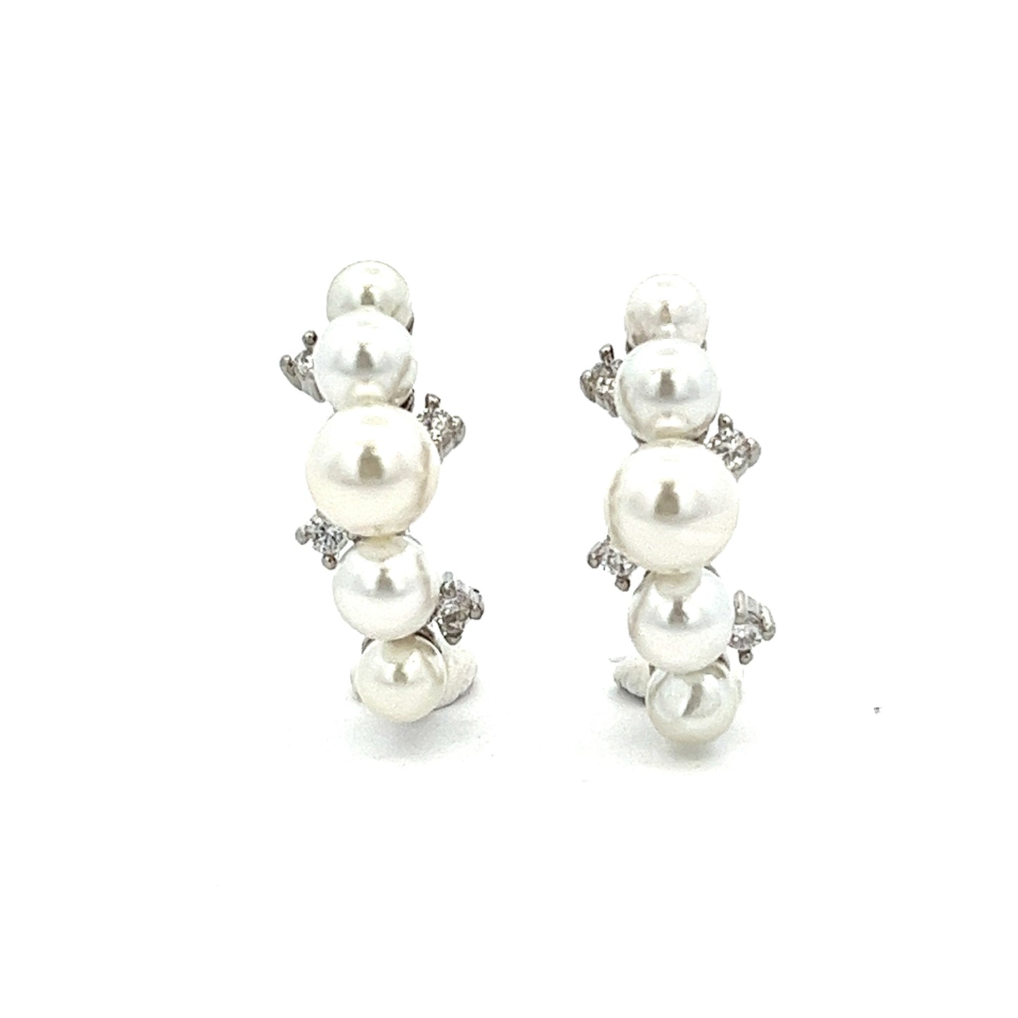 Pearls & Stars Earrings in Silver
