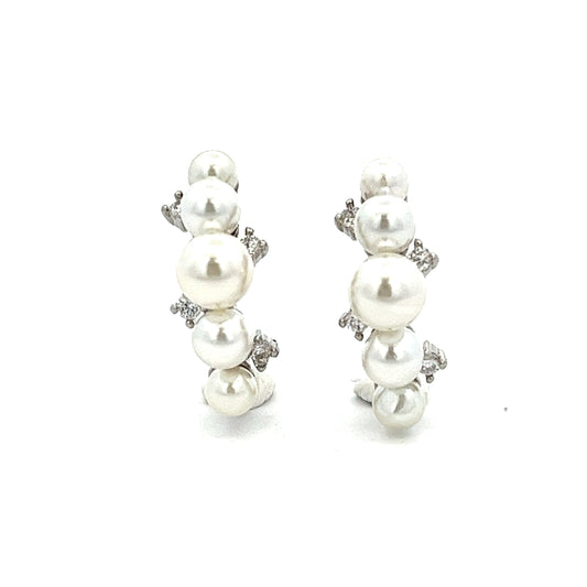 Pearls & Stars Earrings in Silver
