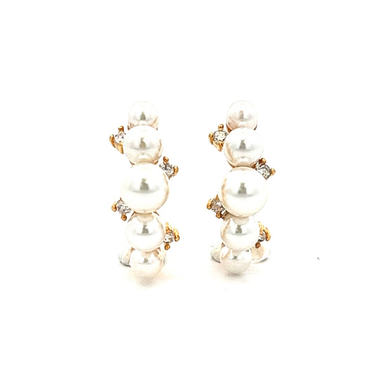 Pearls & Stars Earrings in Gold