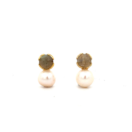 Labradorite X Pearl Earring