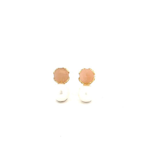 Sunstone X Pearl Earring