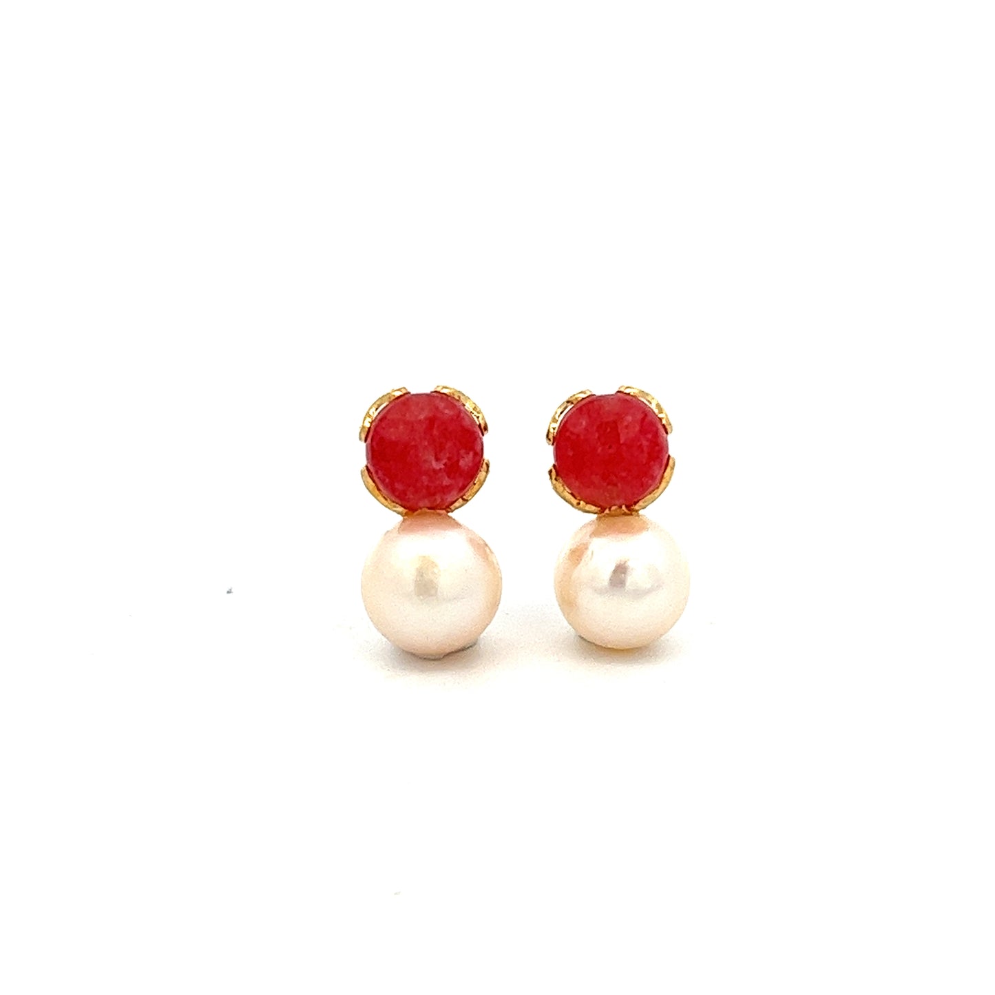 Strawberry Quartz X Pearl Earring