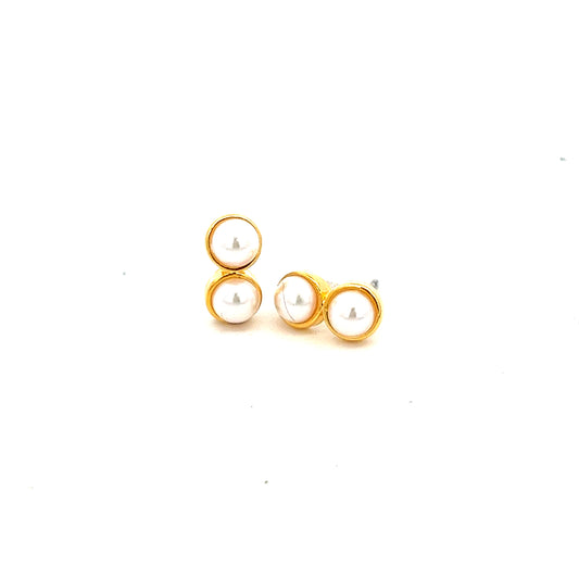 Duo Pearl Earrings In Gold