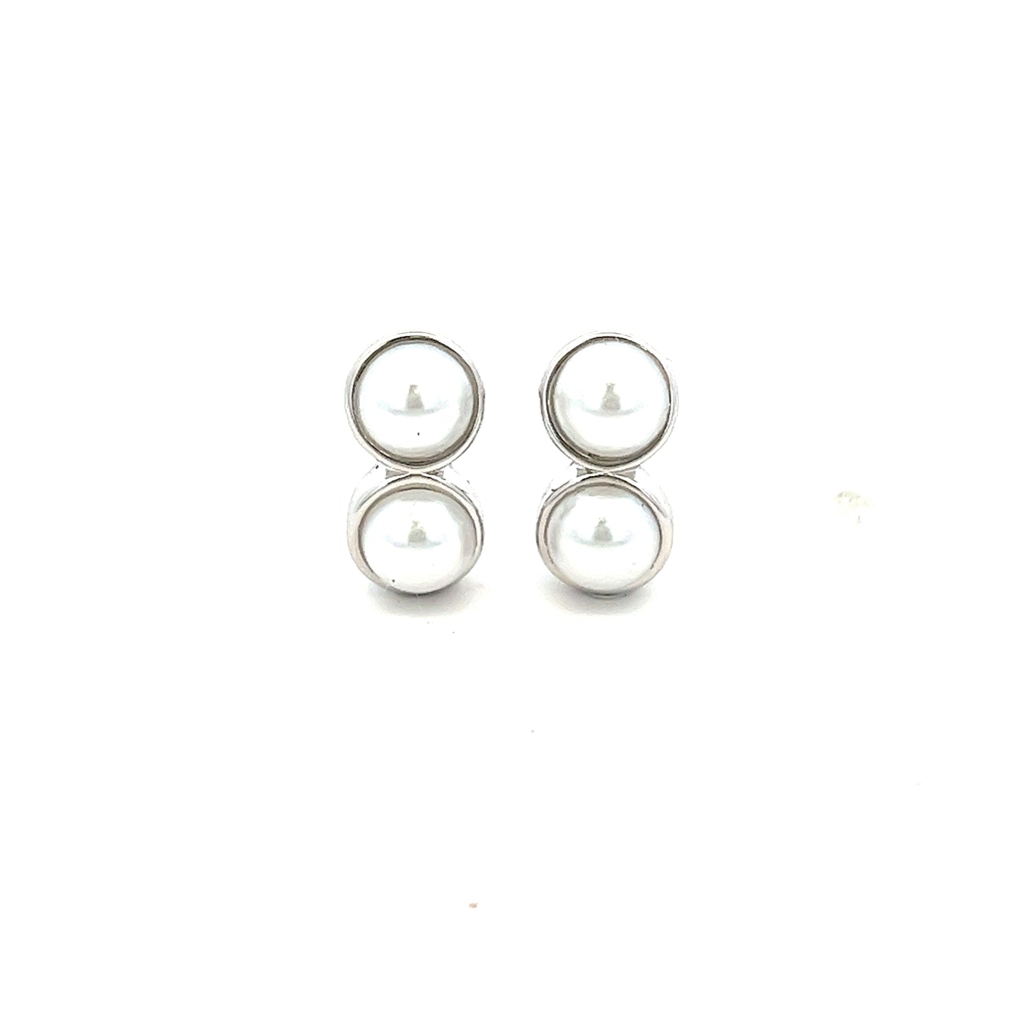 Duo Pearl Earrings In Sliver